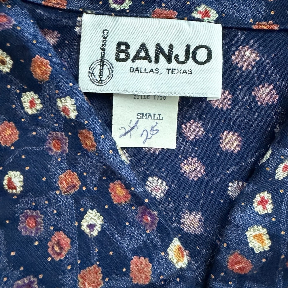 Vintage Banjo Dallas Texas Floral Ditsy Cropped Jacket Prairie Western Size Smal - Picture 2 of 9